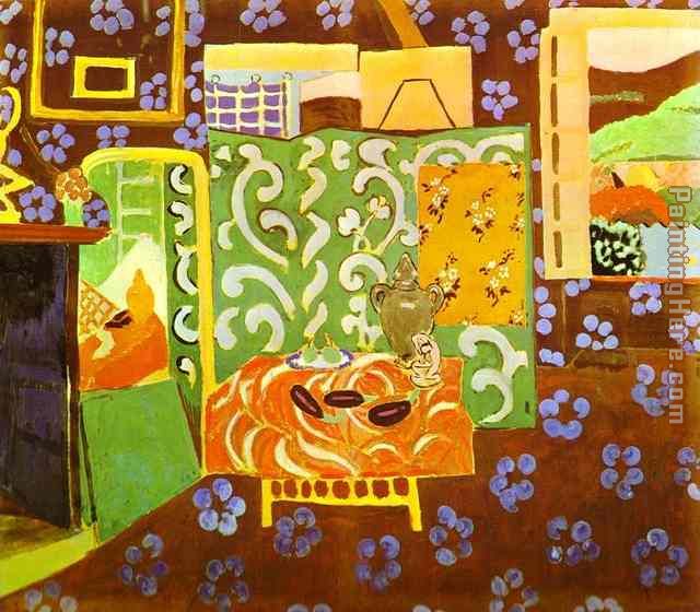 Interior in Aubergines painting - Henri Matisse Interior in Aubergines art painting